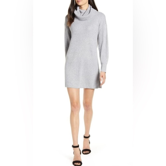 Anthropologie Cupcakes and Cashmere Heather Gray Kiara Turtleneck Sweater Dress - Picture 1 of 14